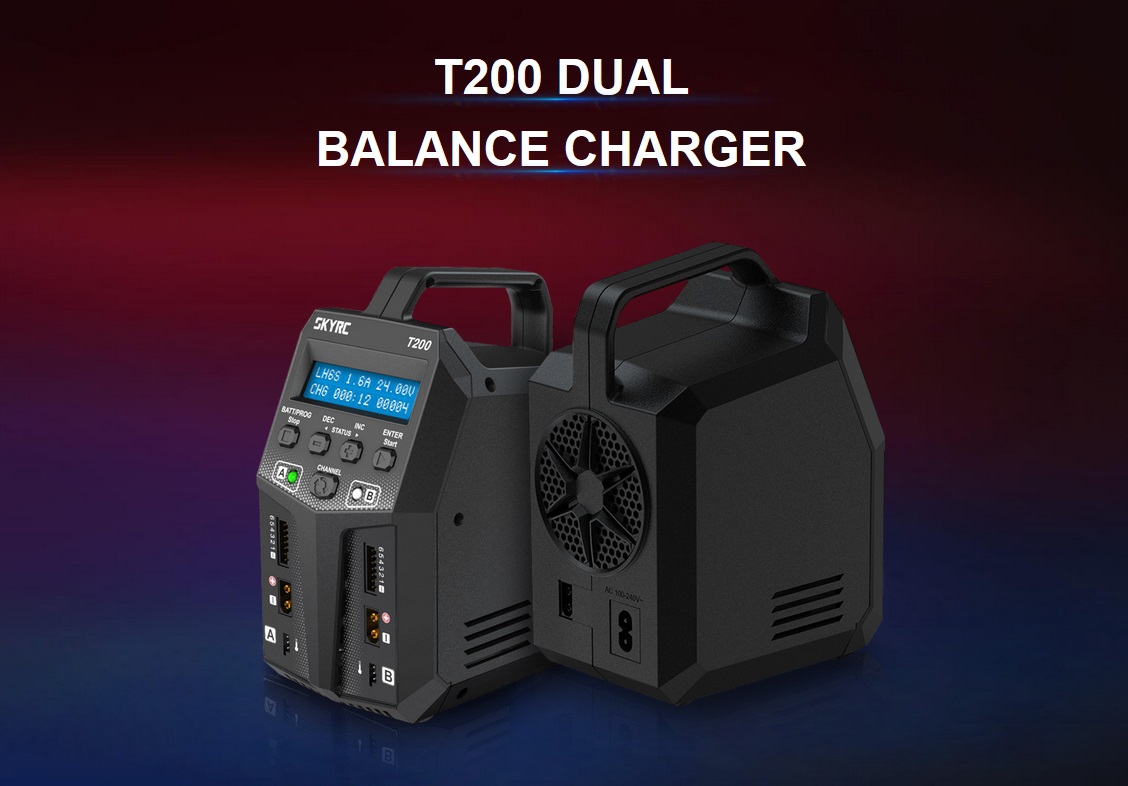 SkyRC T200 Dual Balance Charger 2x100w AC/DC - 12 A Charge