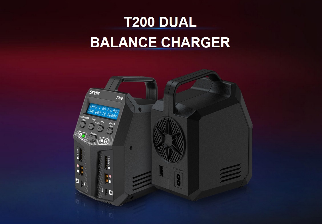 SkyRC%20T200%20Dual%20Balance%20Charger%202x100w%20AC/DC%20-%2012%20A%20Charge