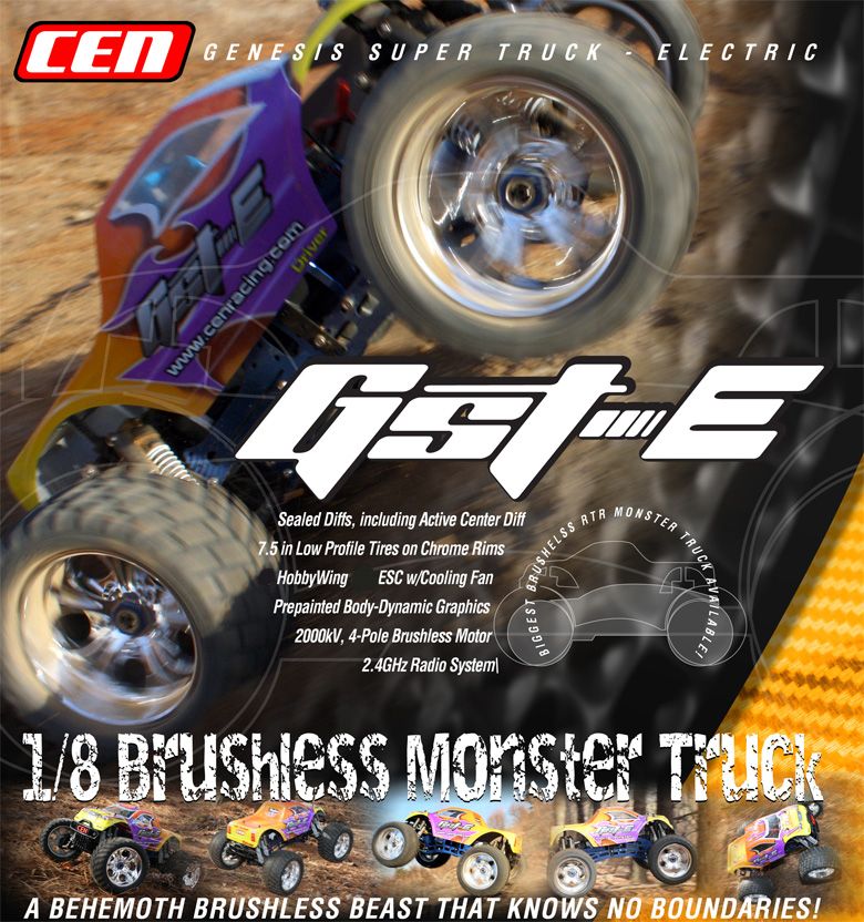 Cen GST-E 1/8 Elektrikli Monster Truck-Tranny II Modifiye Diff. İle (Batarya ve Şarj Aleti Hariç)