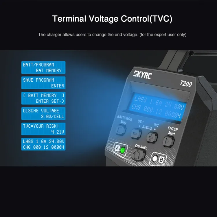 SkyRC T200 Dual Balance Charger 2x100w AC/DC - 12 A Charge