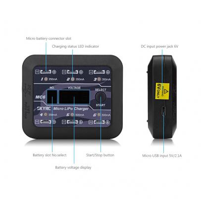 SKYRC MC6 Micro Battery USB Charger with 6 Charging Slot