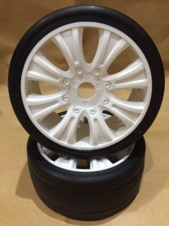 Hobao 1/8 On-Road Slick Lastik-Jant Seti-Beyaz Jantlı-17mm Hex-10cm Dış Çap-2 Adet