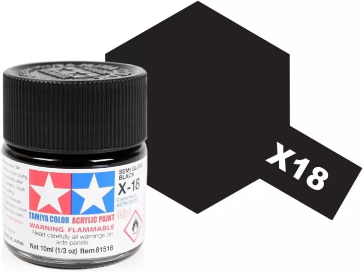 Tamiya Acrylic Mini X-18 Semi Gloss Black 10ml